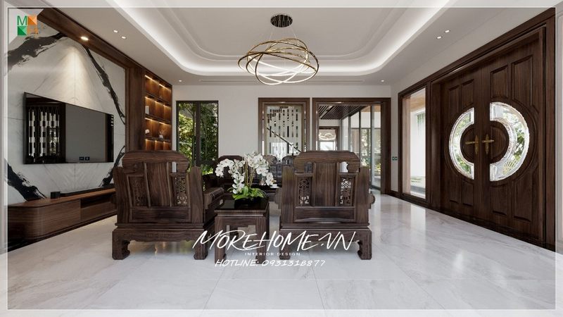 Phòng khách nội thất thiết kế sử dụng tiện nghi, thoải mái thể hiện tính cách gu thẩm mỹ của gia chủ