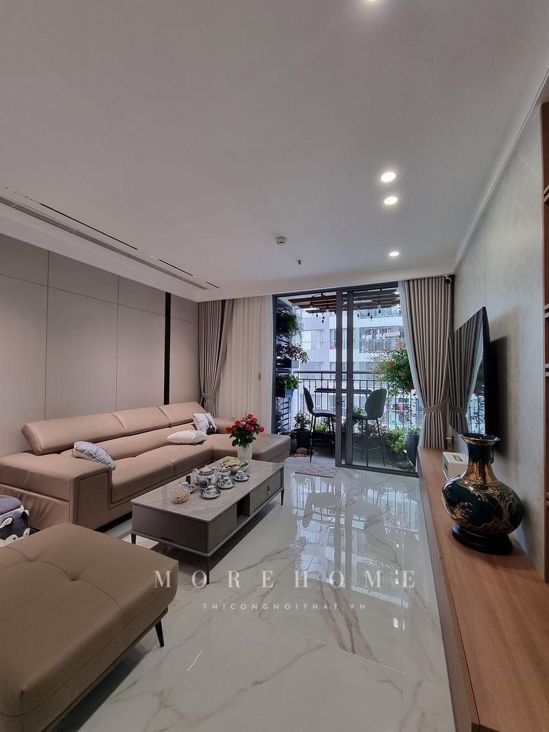 Thi công phòng khách căn hộ nội thất hiện đại tiện nghi cao cấp, thoải mái trong quá trình sử dụng hằng ngày